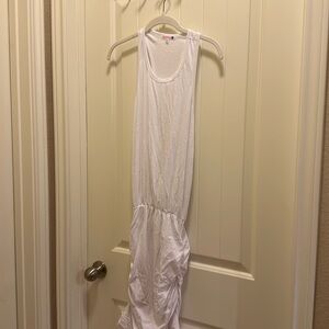 Sundry white tank dress with ruching on sides.